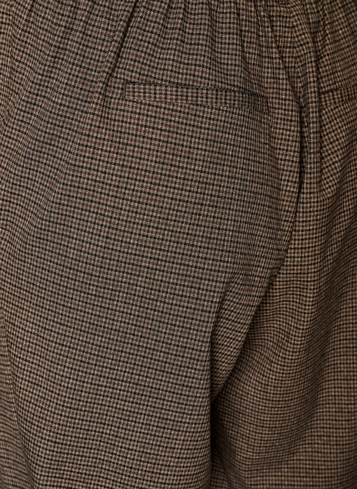Trousers with small check pattern and straight legs, Brown, Packshot image number 3