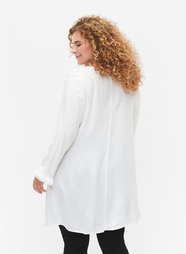 Viscose tunic with tone-on-tone pattern, Bright White, Model image number 1