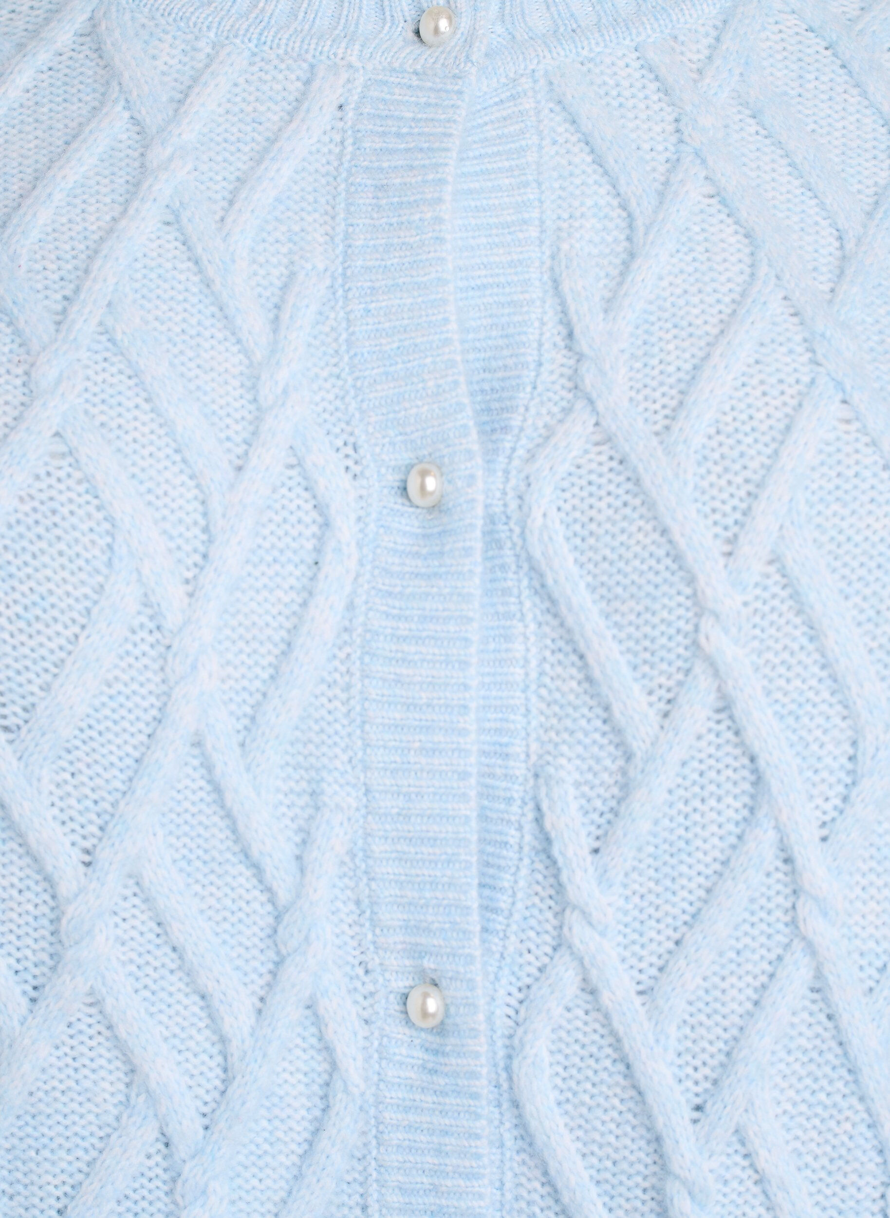 Zizzifashion Cable knit cardigan with pearl buttons, Light Blue, Packshot image number 2