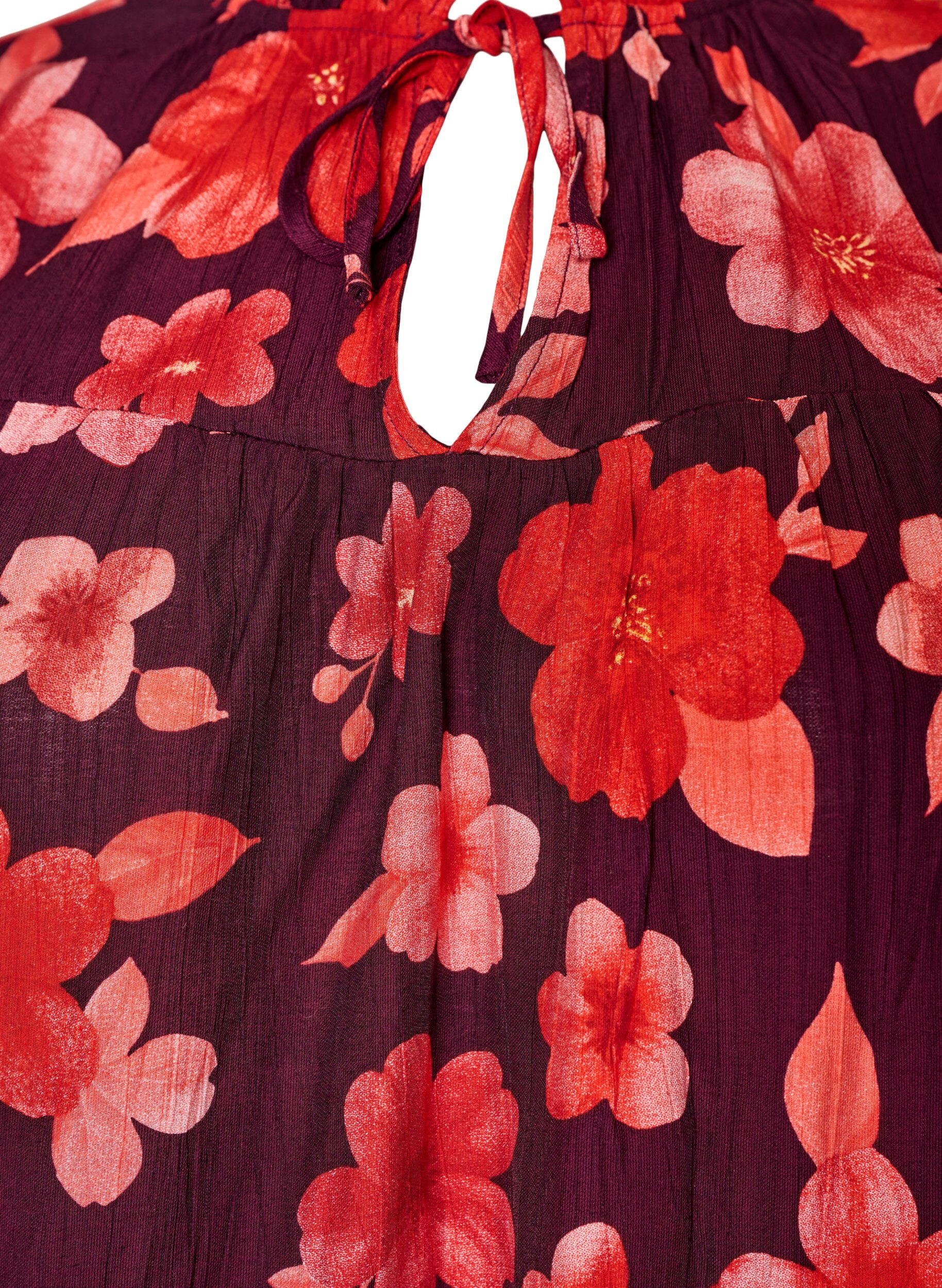 Zizzifashion Floral viscose blouse with ruffle sleeves, Purple, Packshot image number 2