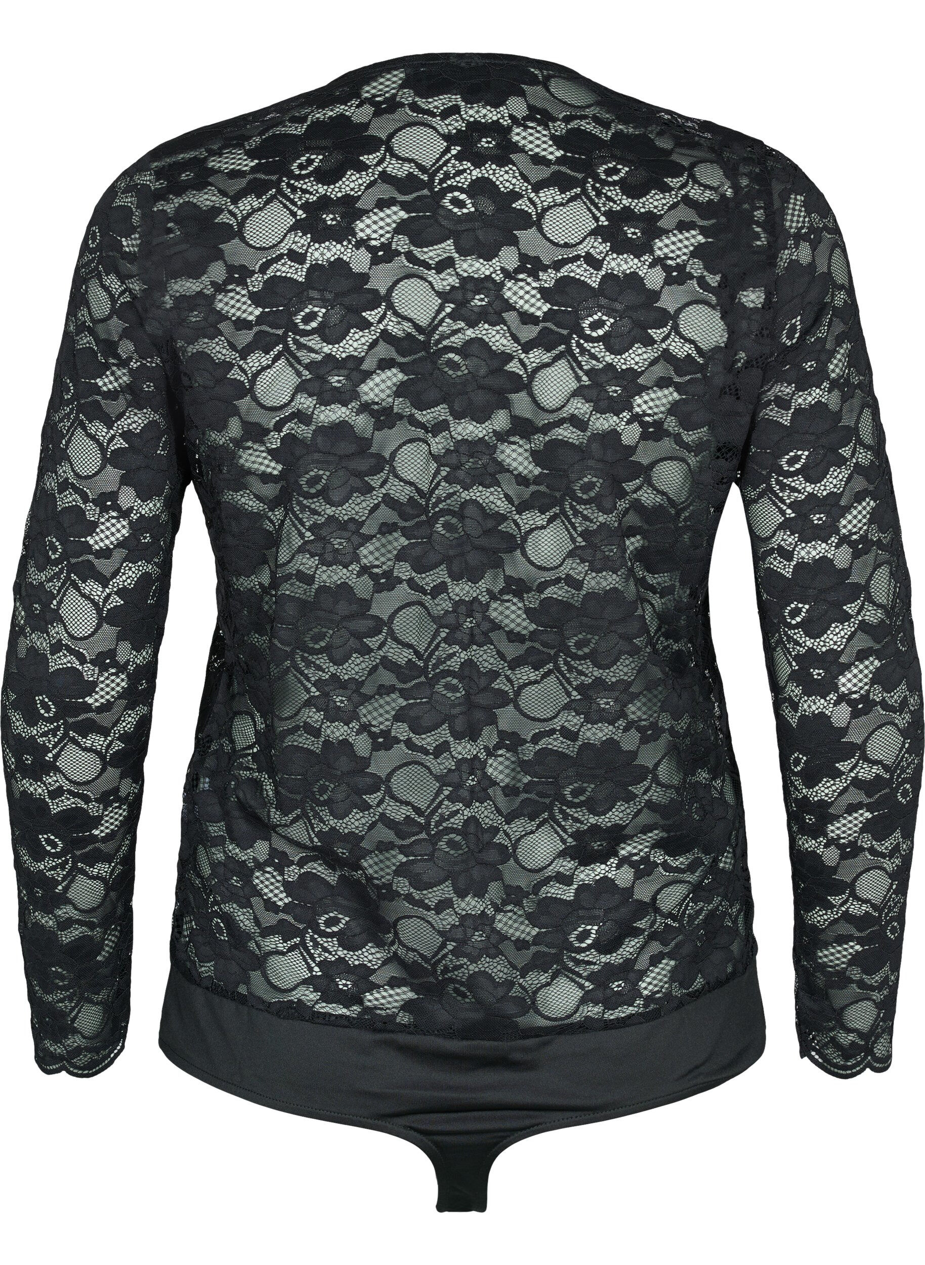 Zizzifashion Lace body with long sleeves, Black, Packshot image number 1