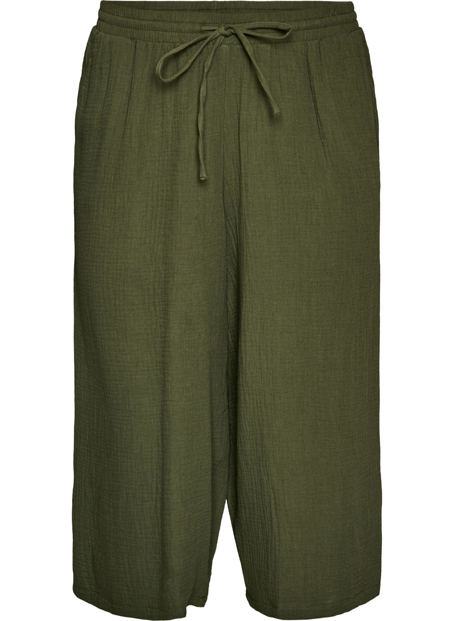 Culotte trousers in cotton muslin with high waist