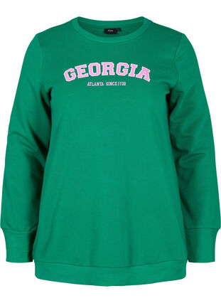 Cotton sweatshirt with text print, Jolly Green, Packshot image number 0