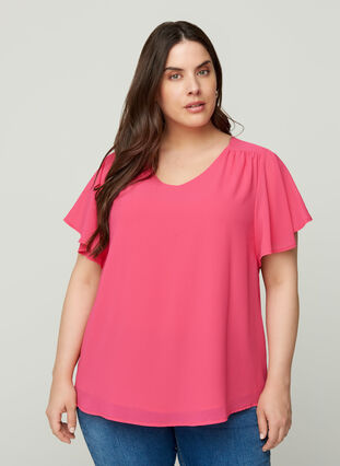Short-sleeved blouse, Fandango Pink, Model image number 0