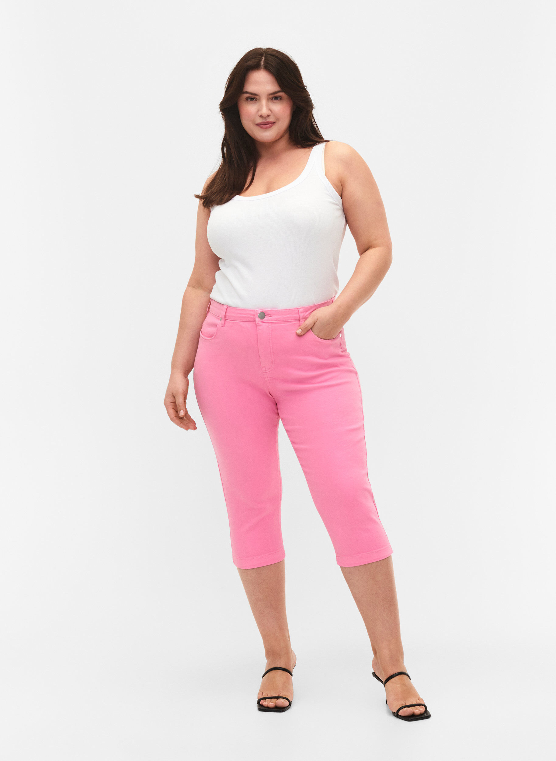 Zizzifashion Tight-fitting Emily capri trousers, Rosebloom, Model image number 0