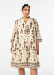 Dress with ornament print and ruffle collar, Beige, Model image number 0