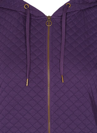 Sweater cardigan with a hood a zip, Loganberry, Packshot image number 2