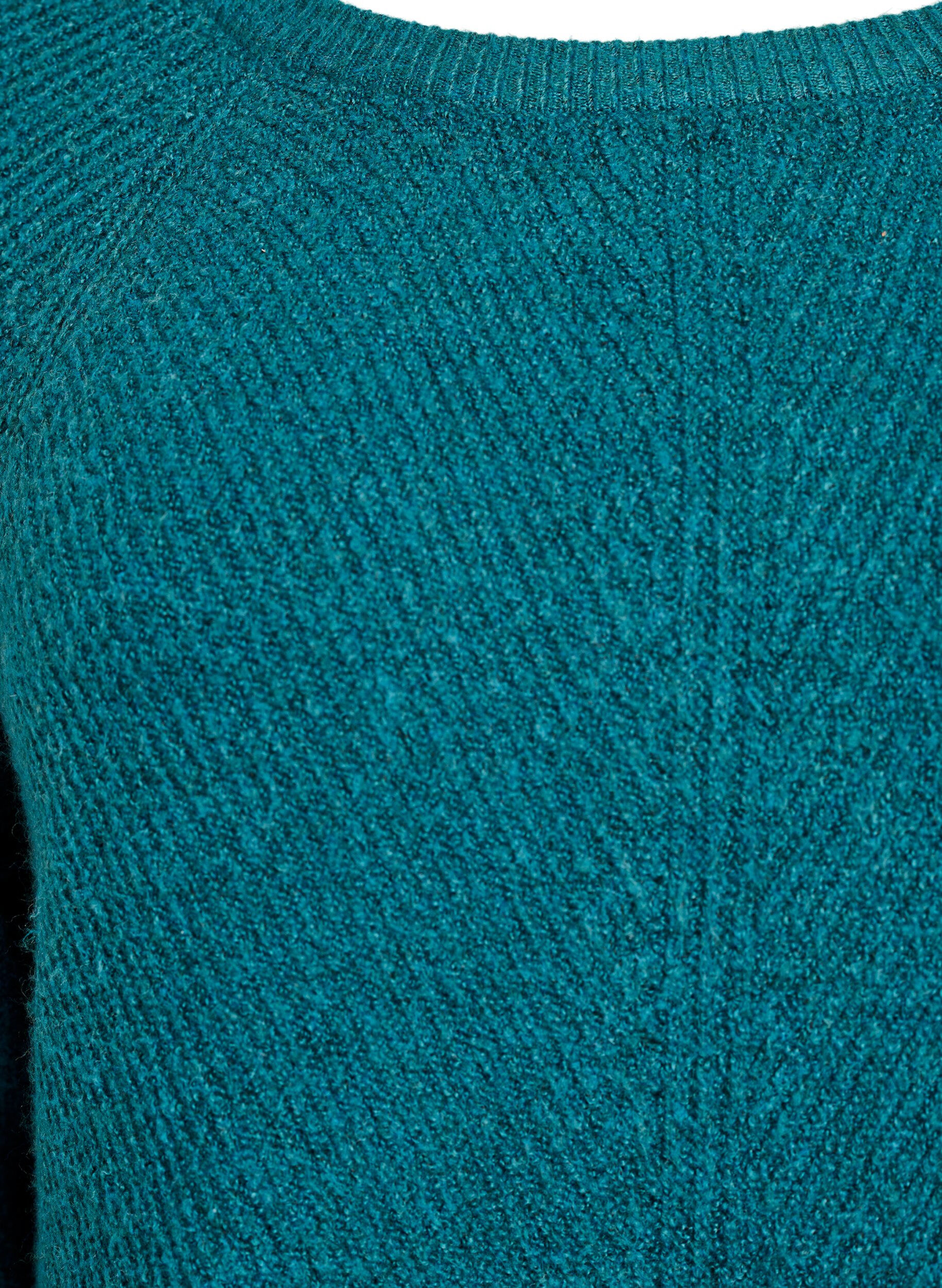 ZizzifashionKnitted jumper with a diagonal pattern and raglan sleeves, Green, Packshot image number 2