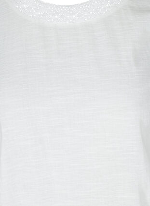 Tunic with 3/4-length sleeves and lace, Bright White, Packshot image number 2