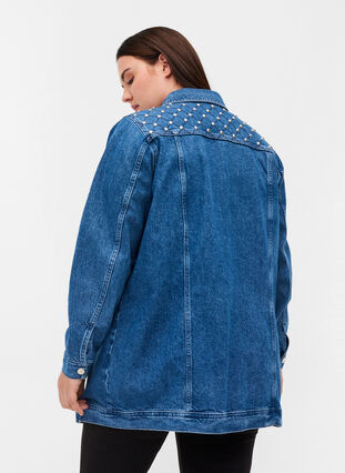 Denim Jacket in Cotton with Rivets, Blue denim ASS, Model image number 1