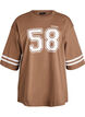 Oversized college T-shirt with 3/4 sleeves, Brown, Packshot image number 0
