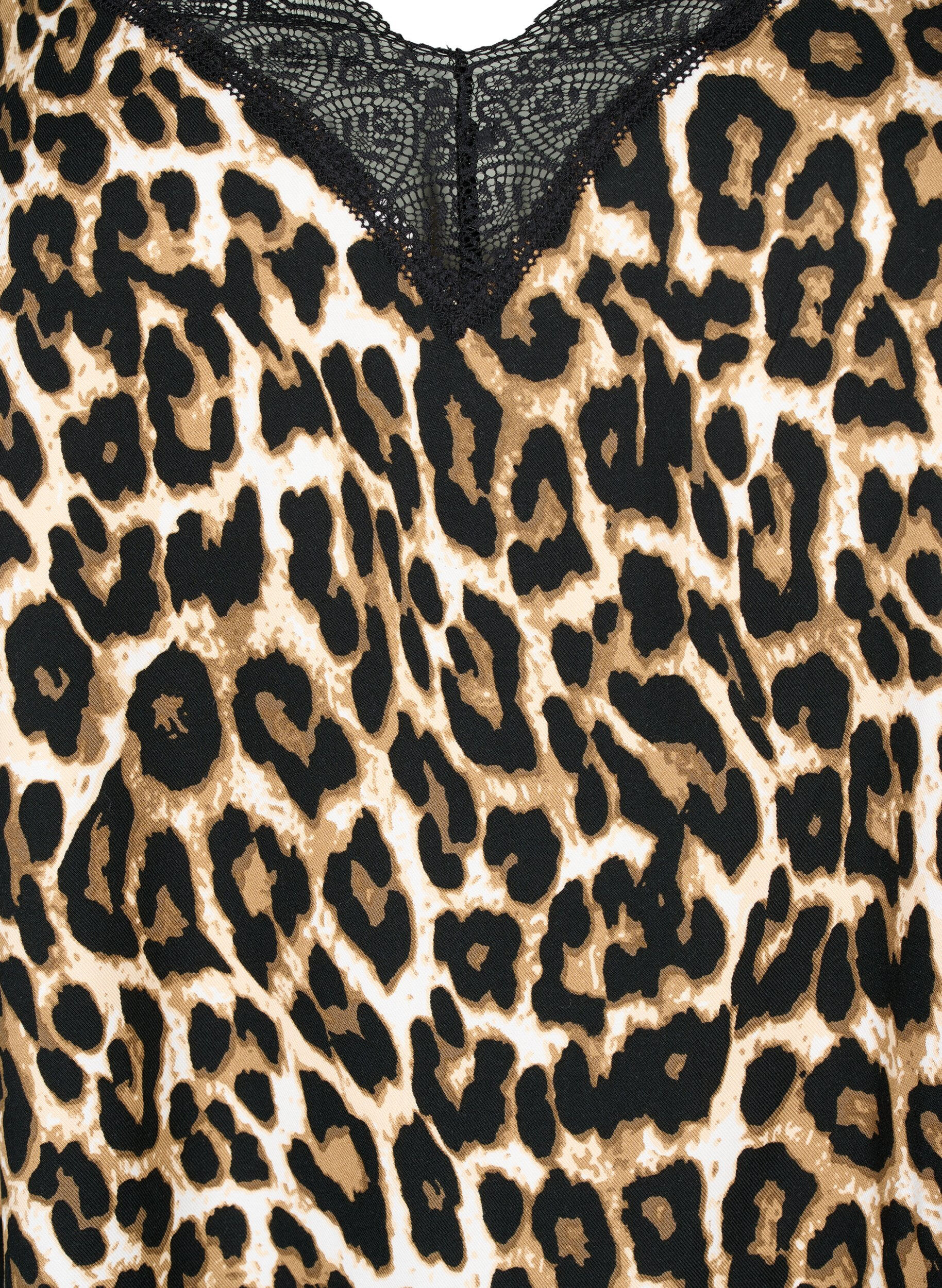 Zizzifashion Top with lace in viscose, Leopard, Packshot image number 2