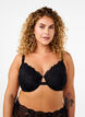 Full coverage lace bra with chain detail, Black, Model image number 0