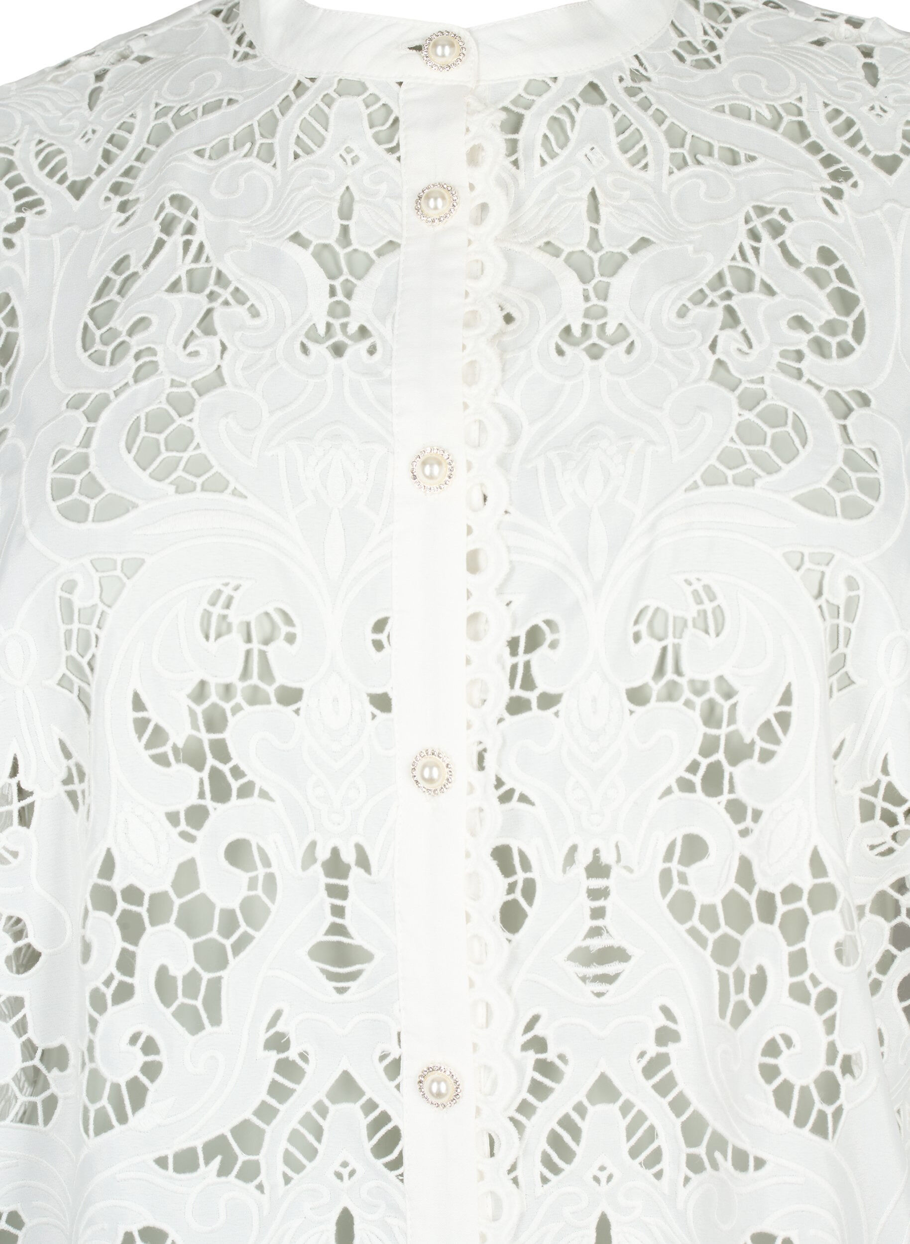 Zizzifashion Long-sleeved lace shirt blouse, White, Packshot image number 2