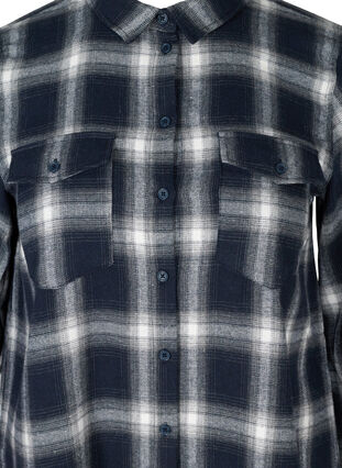 Checked shirt with chest pockets, Navy checked, Packshot image number 2