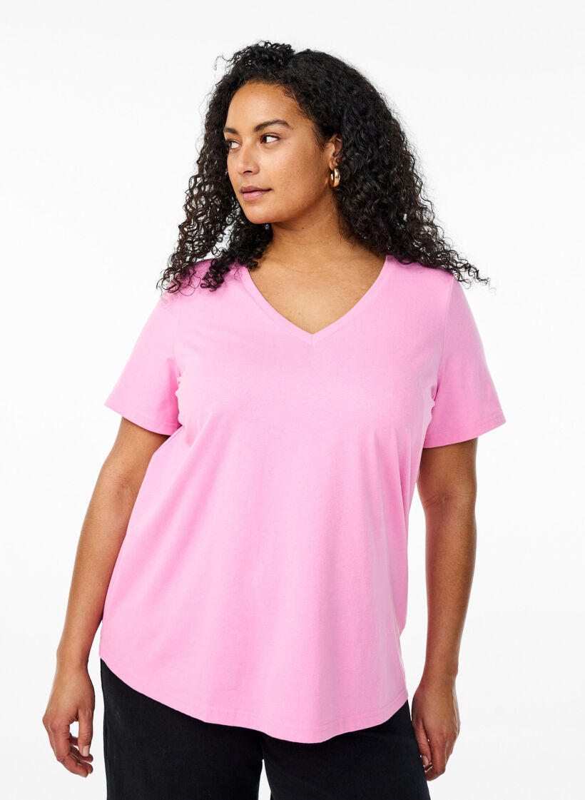 FLASH - V-neck T-shirt, Pink, Model image number 0