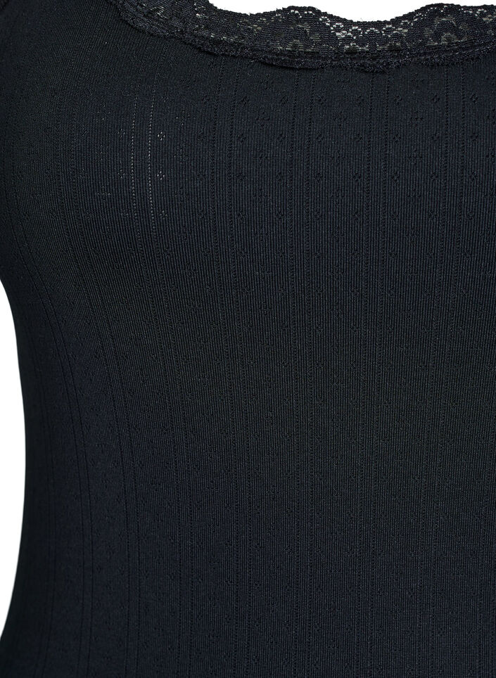Tank top with lace trim and eyelet embroidery, Black, Packshot image number 2
