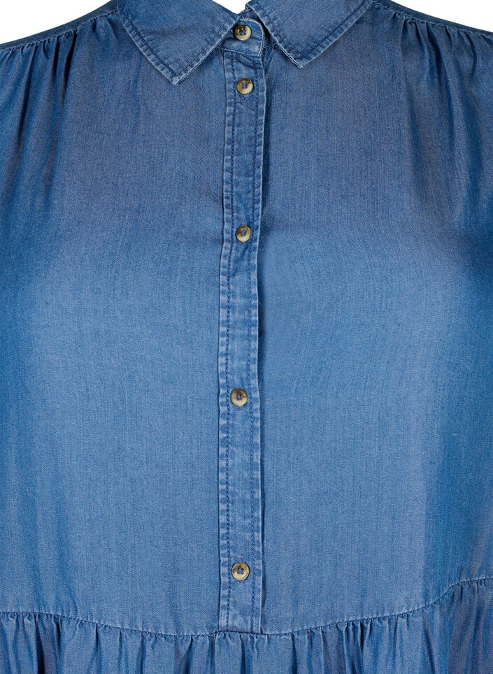 Denim dress in TENCEL™ Lyocell with 3/4 sleeves, Blue Denim, Packshot image number 2