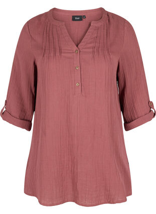 Cotton tunic with 3/4-length sleeves, Wild Ginger, Packshot image number 0