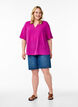 Short-sleeved blouse with V-neck, Purple, Model image number 1