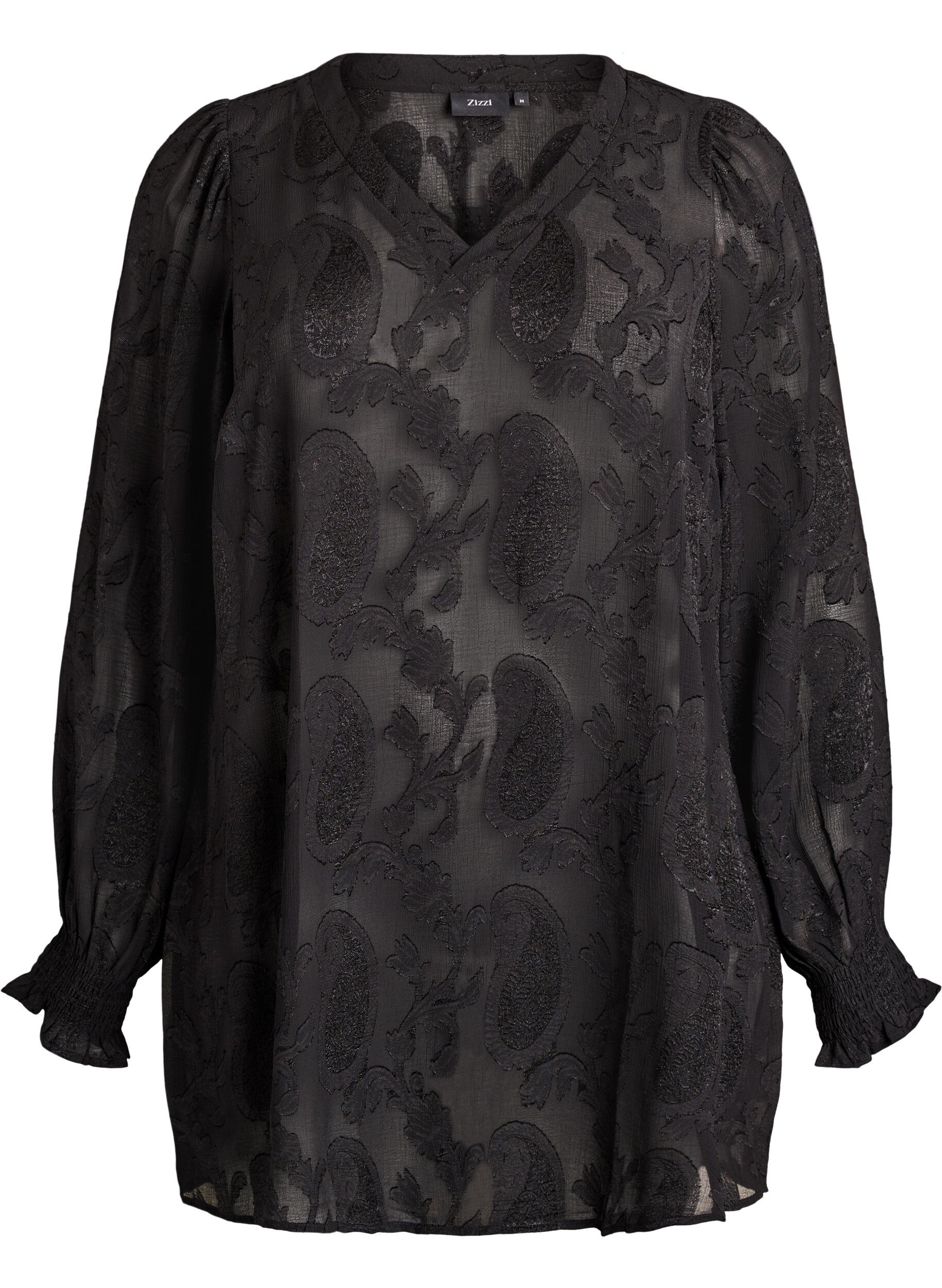 Tunic with a paisley texture and long sleeves