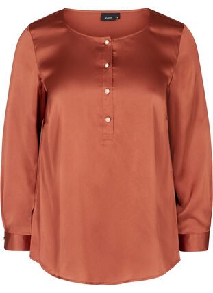 Long-sleeved blouse with feminine buttons, Russet, Packshot image number 0