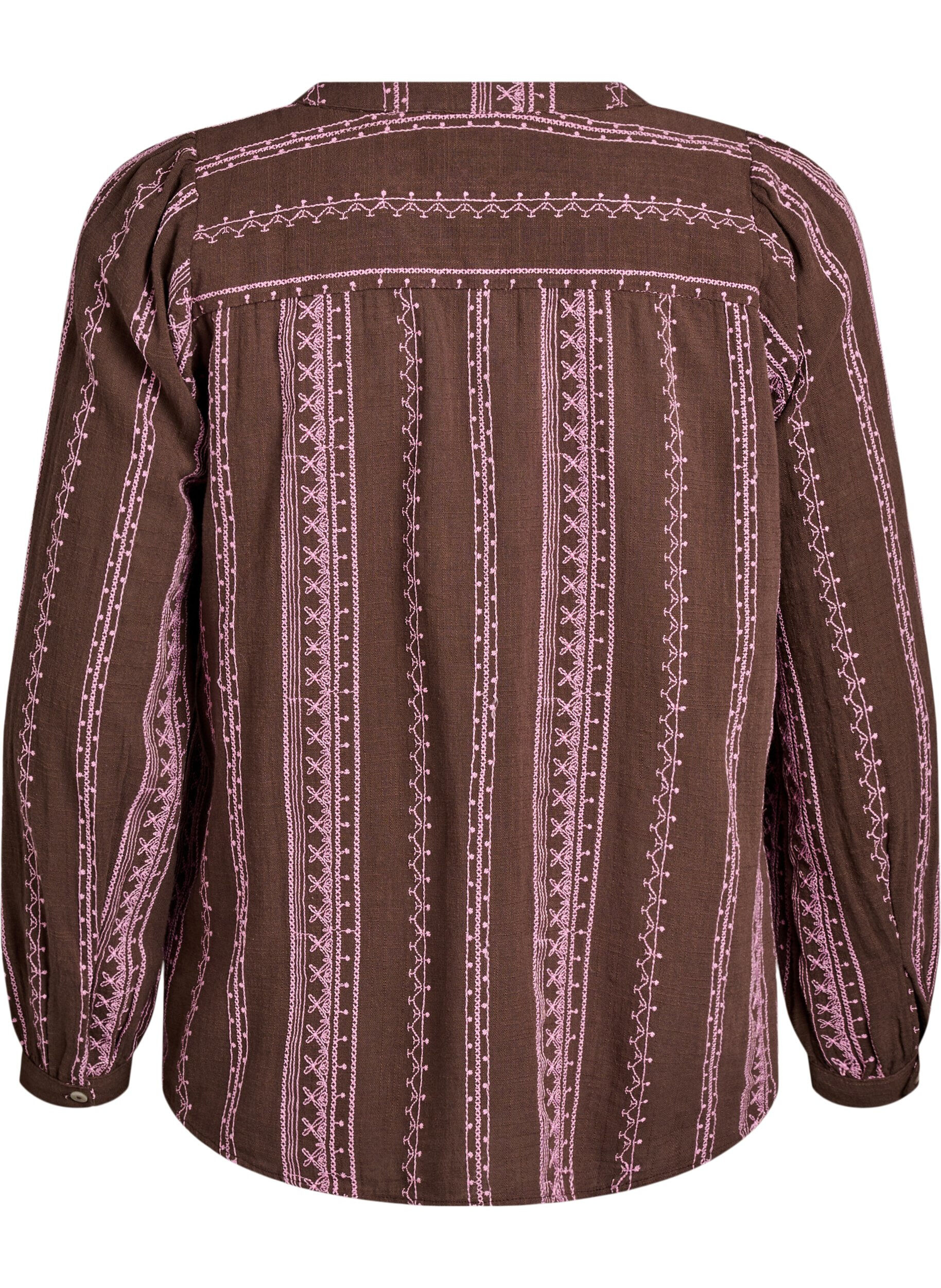 Zizzifashion Blouse with embroidered pattern, Brown, Packshot image number 1