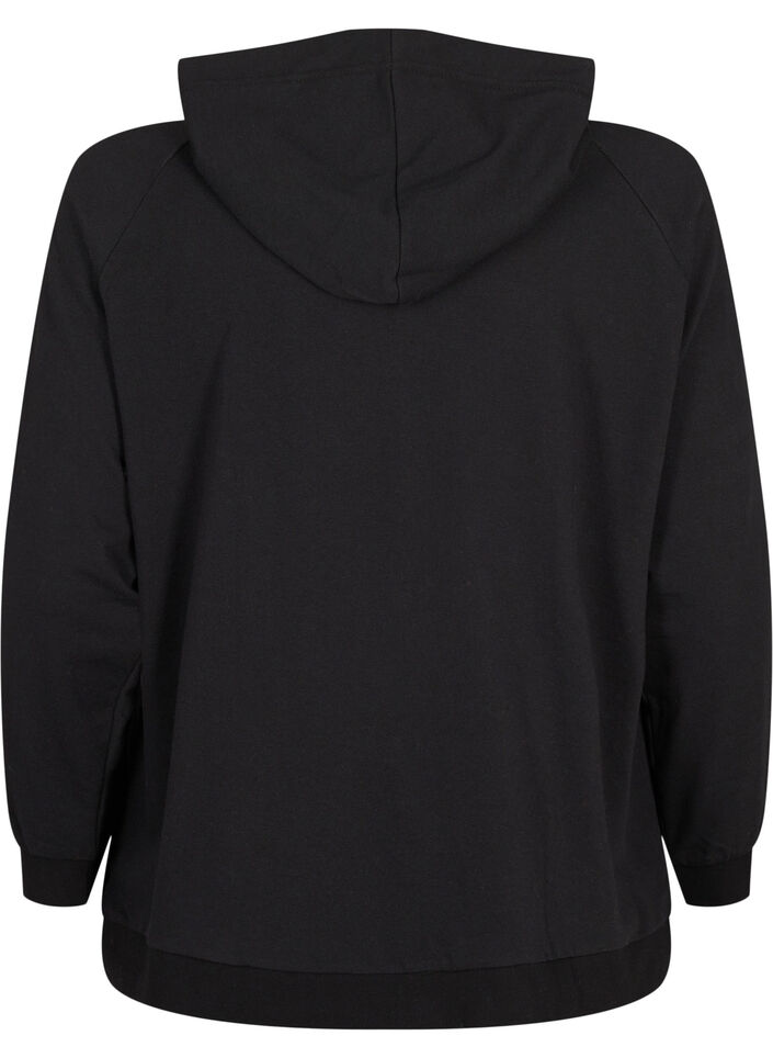 Sweat cardigan with a hood and pockets, Black, Packshot image number 1