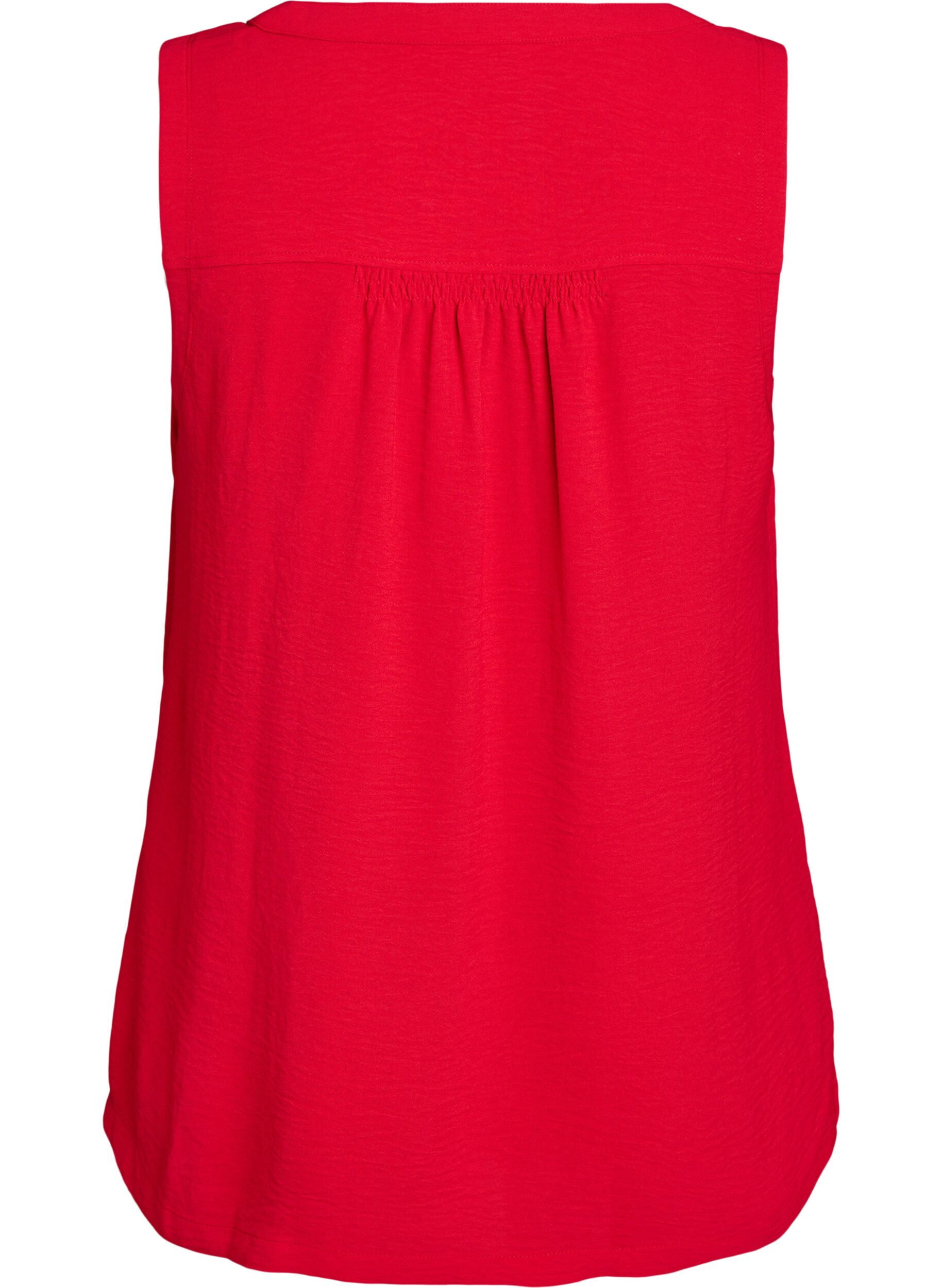 ZizzifashionSleeveless top with wrinkle details, Red, Packshot image number 1