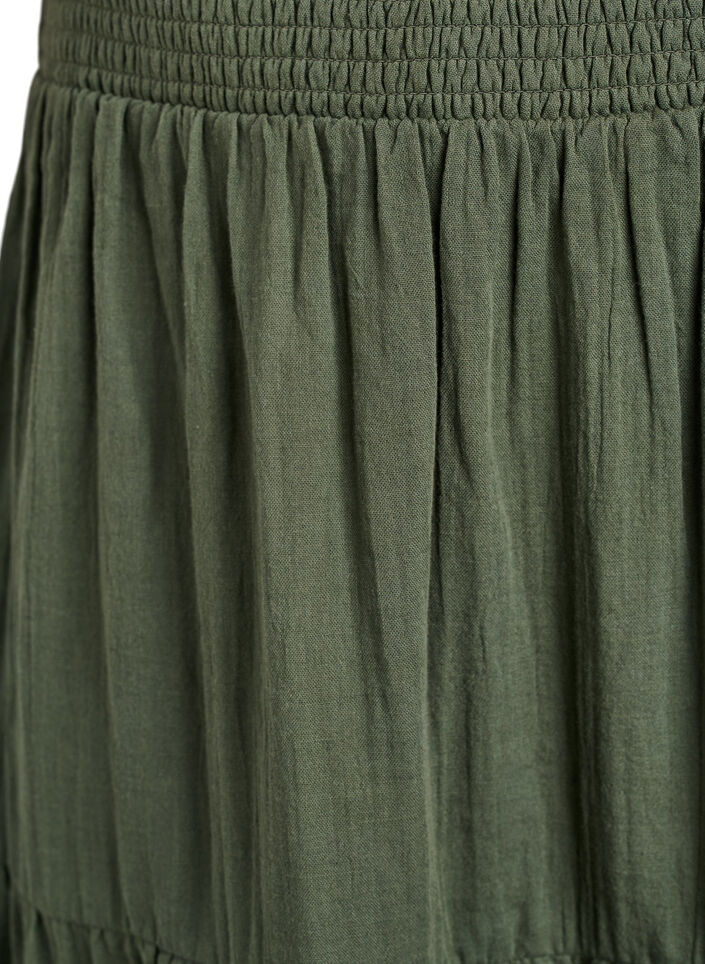Long cotton muslin skirt with embroidered details, Thyme, Packshot image number 2
