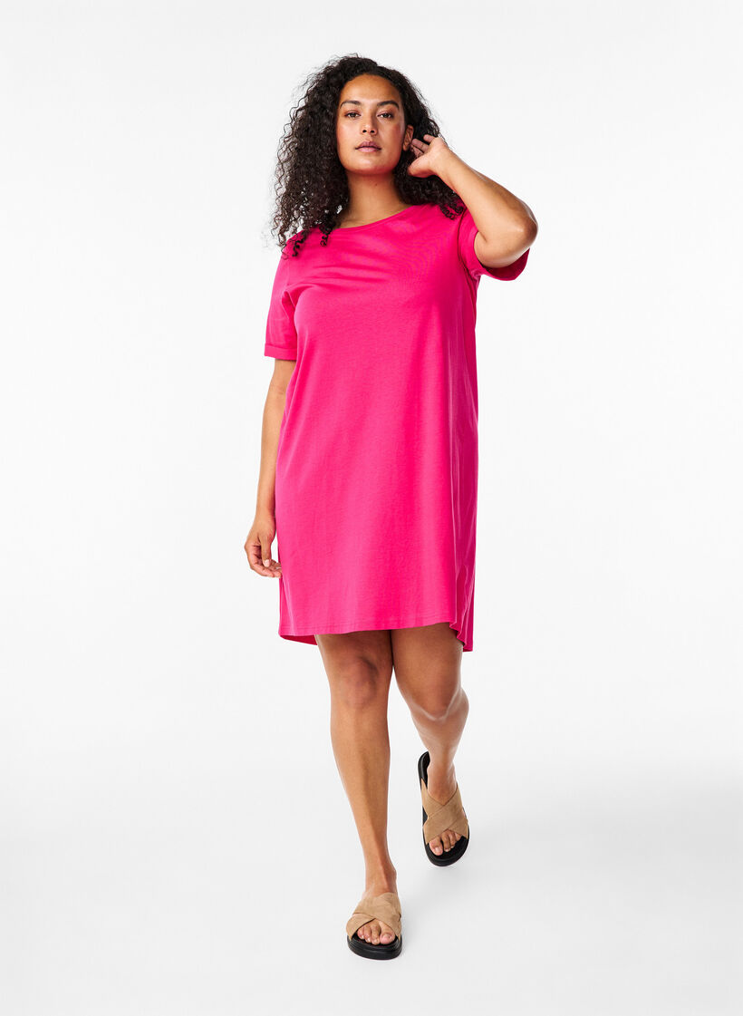 Cotton t-shirt dress, Bright Rose, Model image number 2
