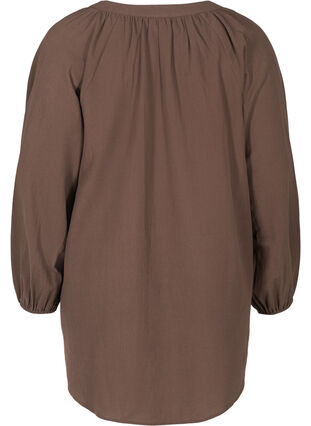Short cotton tunic with a V-neck, Brown, Packshot image number 1