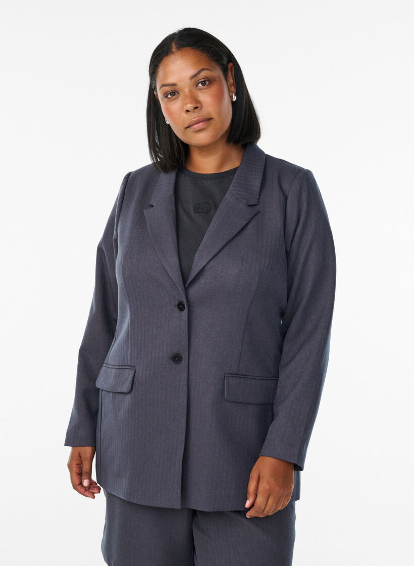 Classic blazer with pockets, Dark Grey, Model image number 0