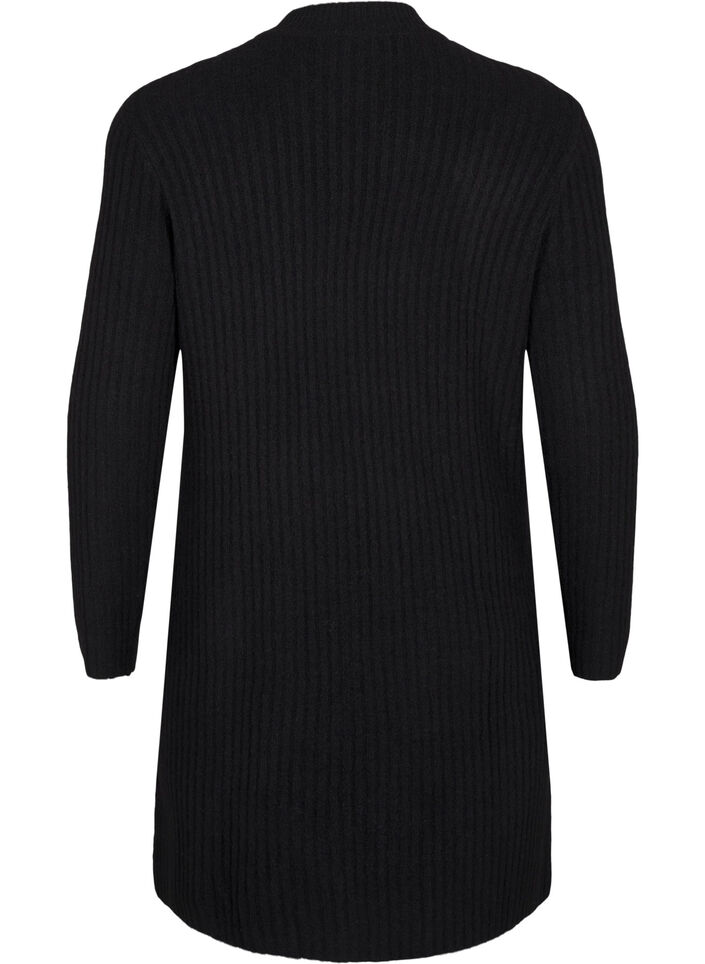 Short ribbed dress with a round neck, Black, Packshot image number 1