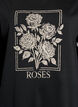 Sweatshirt with rose print and rhinestones, Black, Packshot image number 2