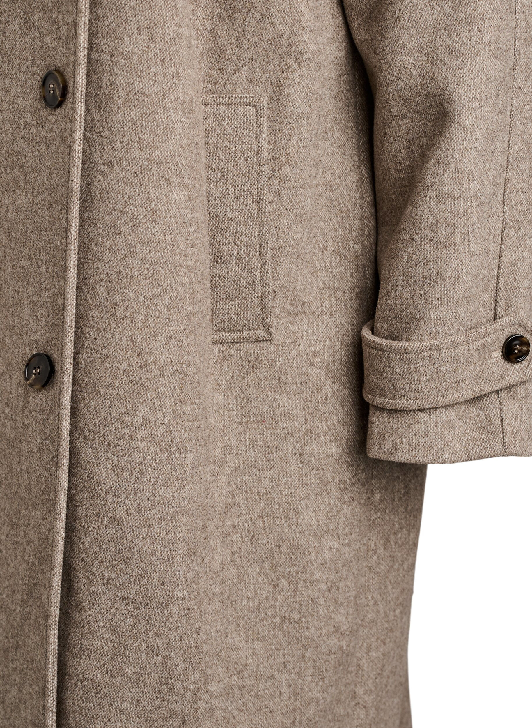 ZizzifashionLong wool coat with a high collar and double-breasted design, Brown, Packshot image number 3