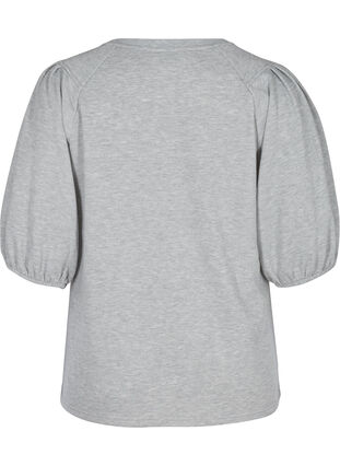 Sweat top with puff sleeves, Light Grey Melange, Packshot image number 1