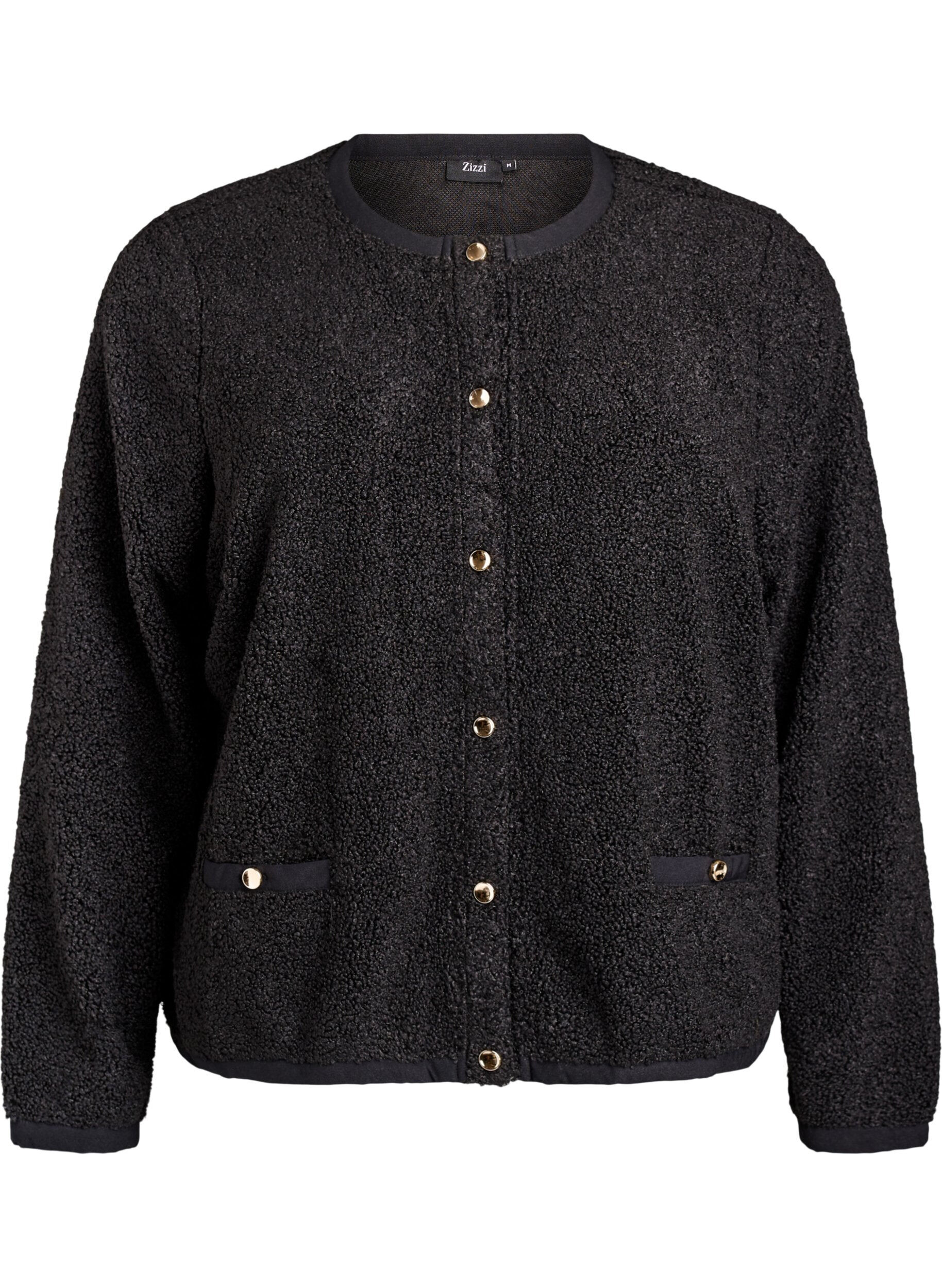 Teddy cardigan with gold-coloured buttons