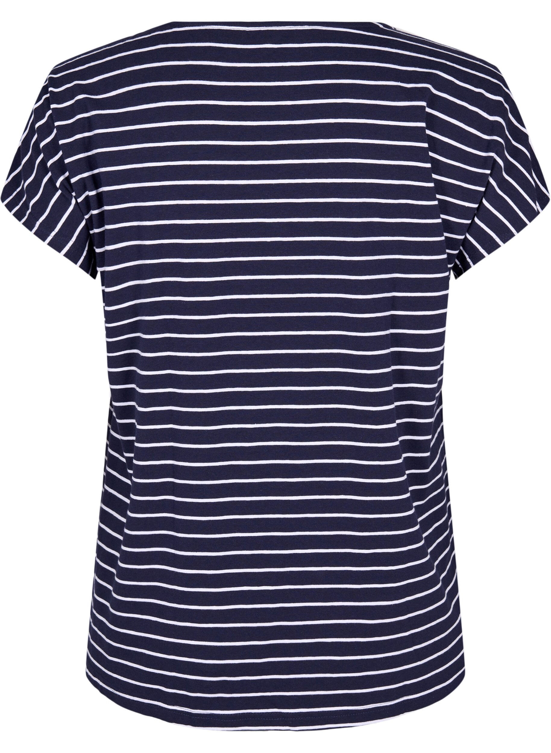 Zizzifashion Cotton t-shirt with stripes, Night Sky W. Stripe, Packshot image number 1