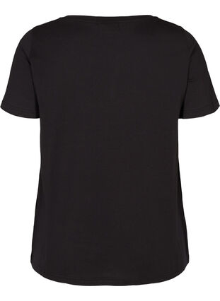 Short-sleeved cotton t-shirt, Black w. Love, Packshot image number 1