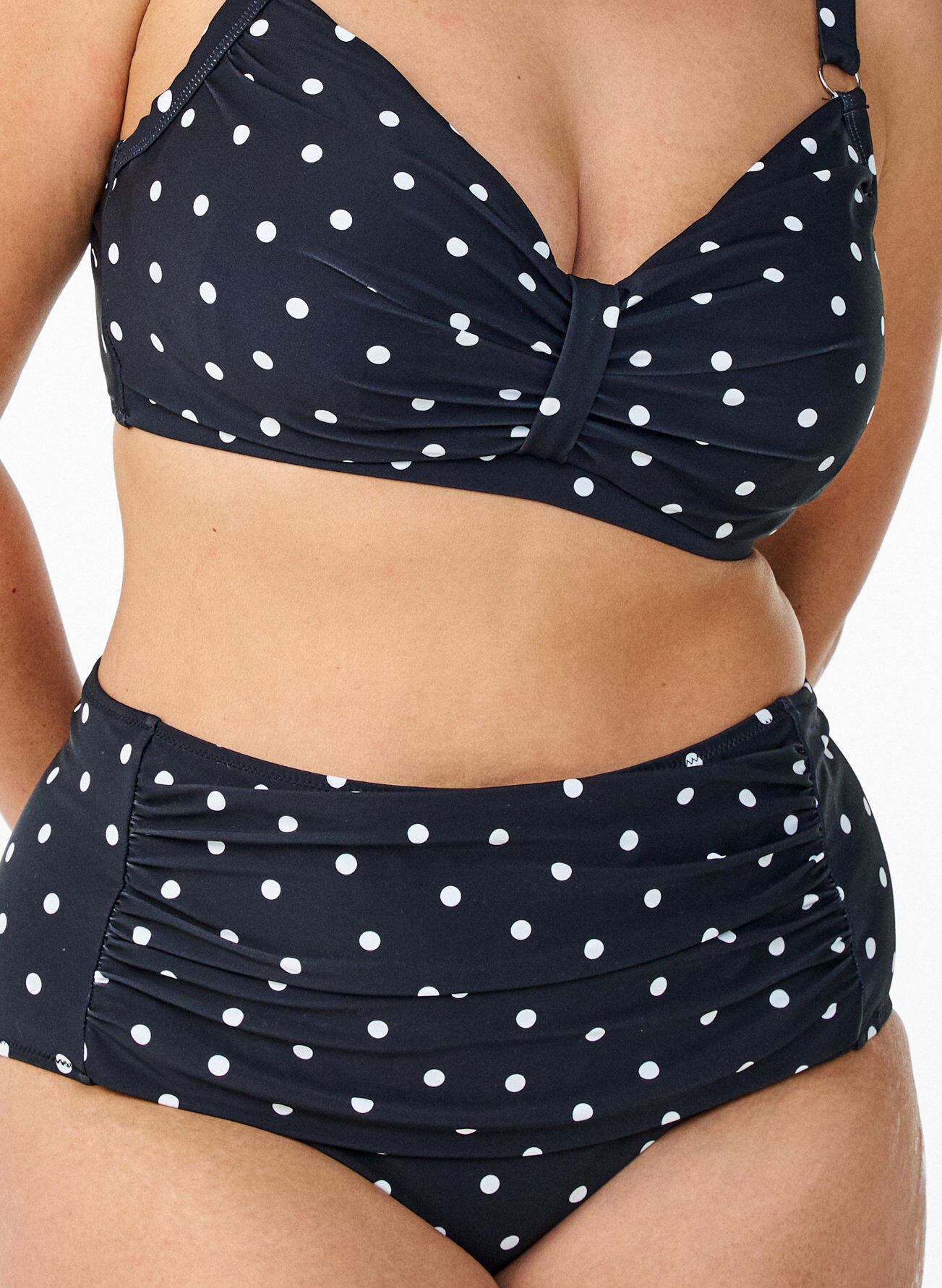 ZizzifashionHigh-waisted bikini bottoms with polka dots, Black, Packshot image number 2