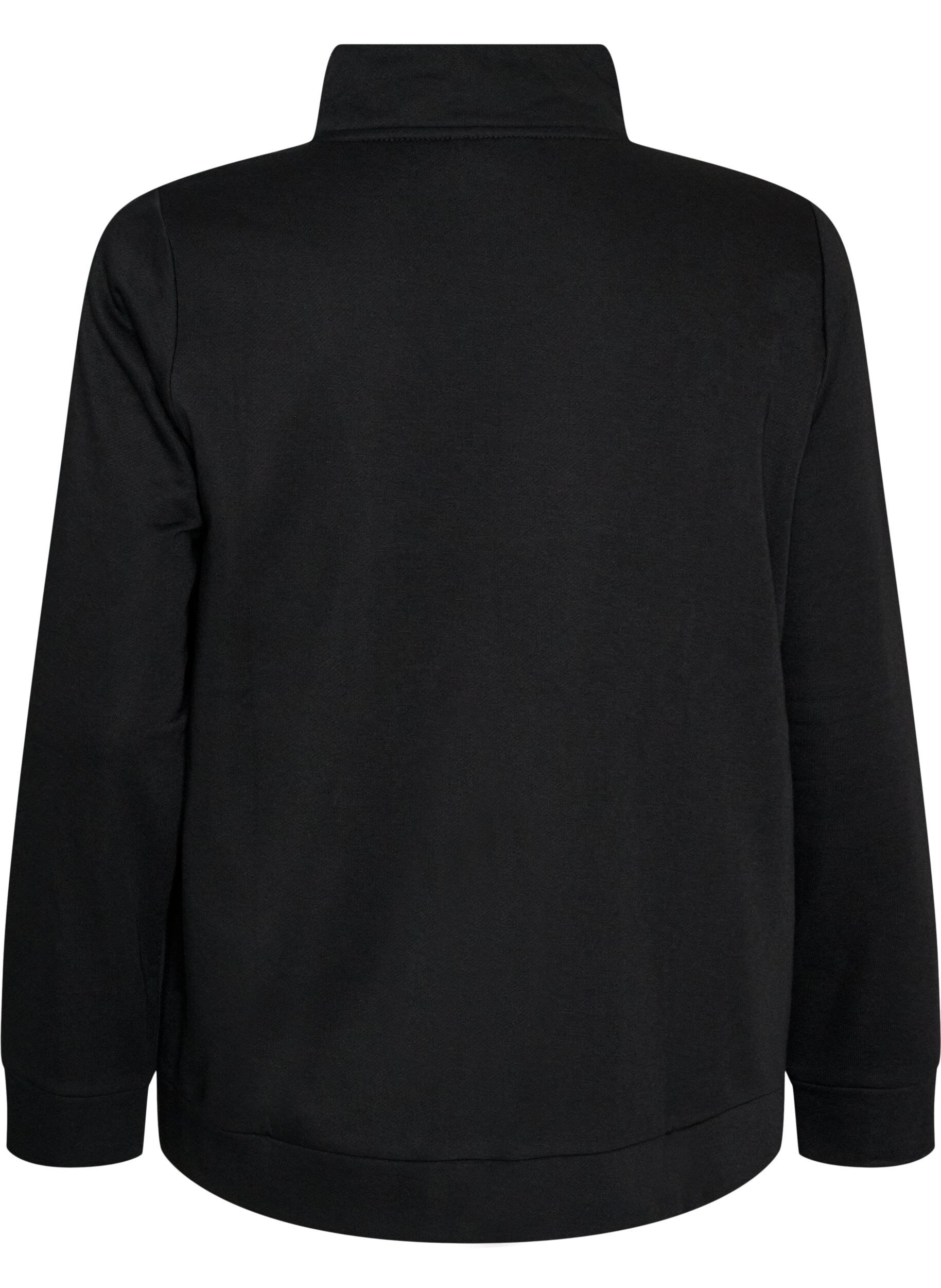 ZizzifashionSweatshirt with high collar and zipper, Black, Packshot image number 1