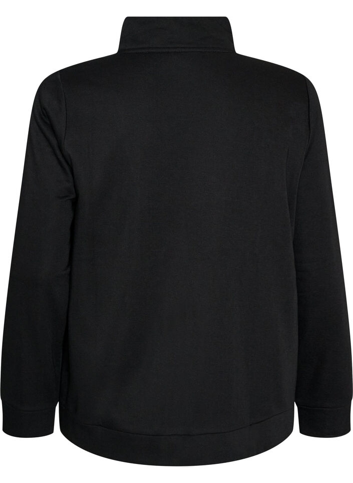 Sweatshirt with high collar and zipper, Black, Packshot image number 1