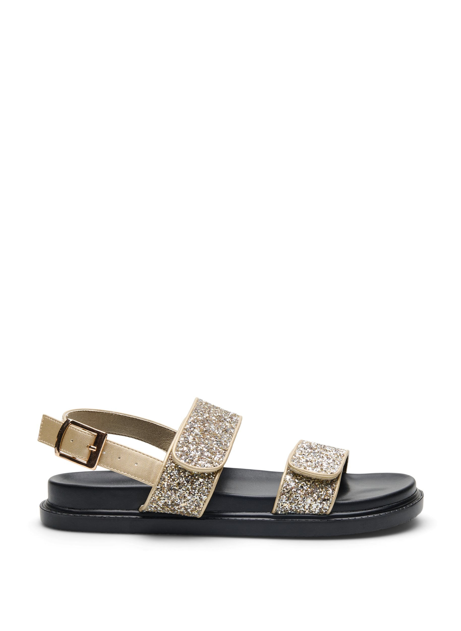 Wide fit - Glitter sandal with Velcro closure