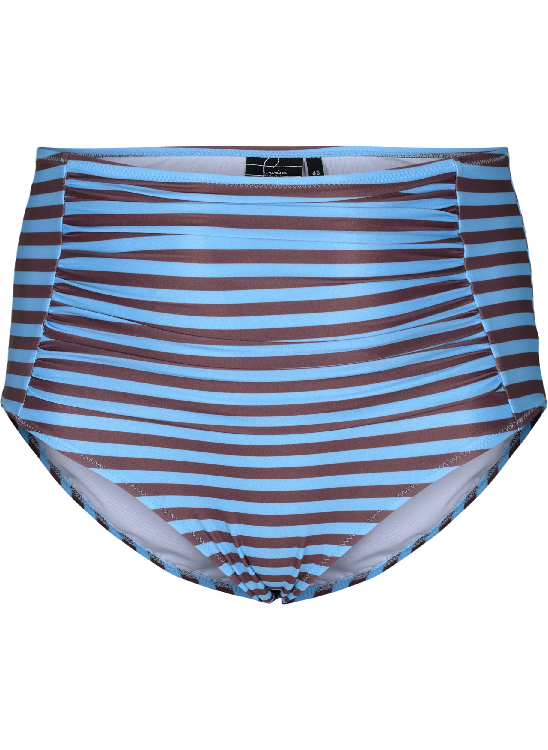 High-waisted bikini bottom with stripes