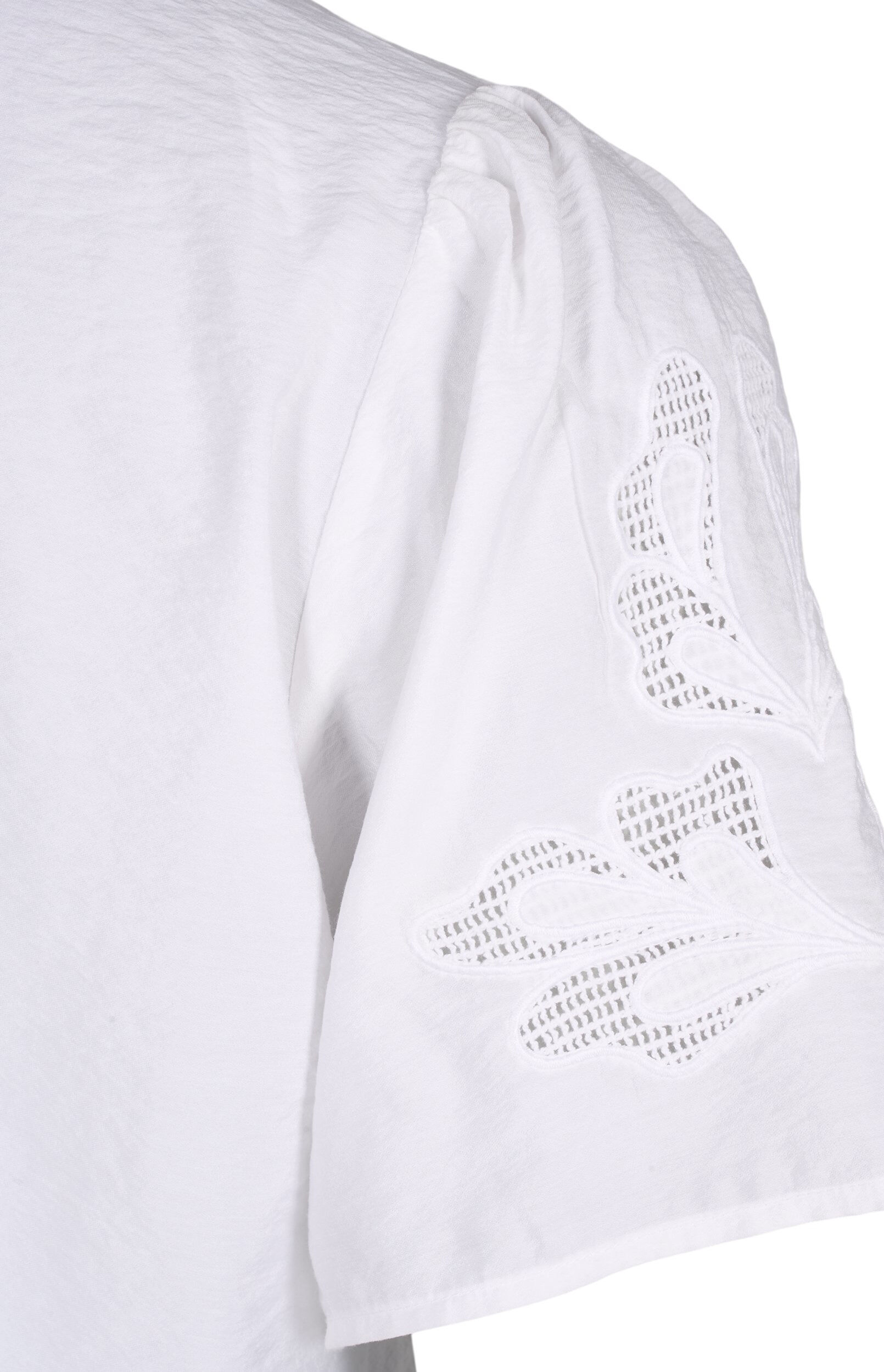 Zizzifashion Short sleeve viscose blouse with embroidery, White, Packshot image number 3