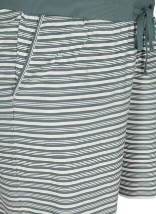 Loose Cotton Shorts with Stripes, Balsam Green w.Egret, Packshot image number 2
