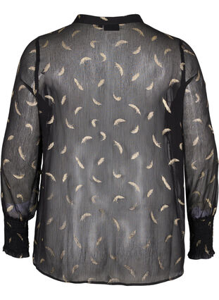 Transparent shirt with lurex pattern, Black, Packshot image number 1