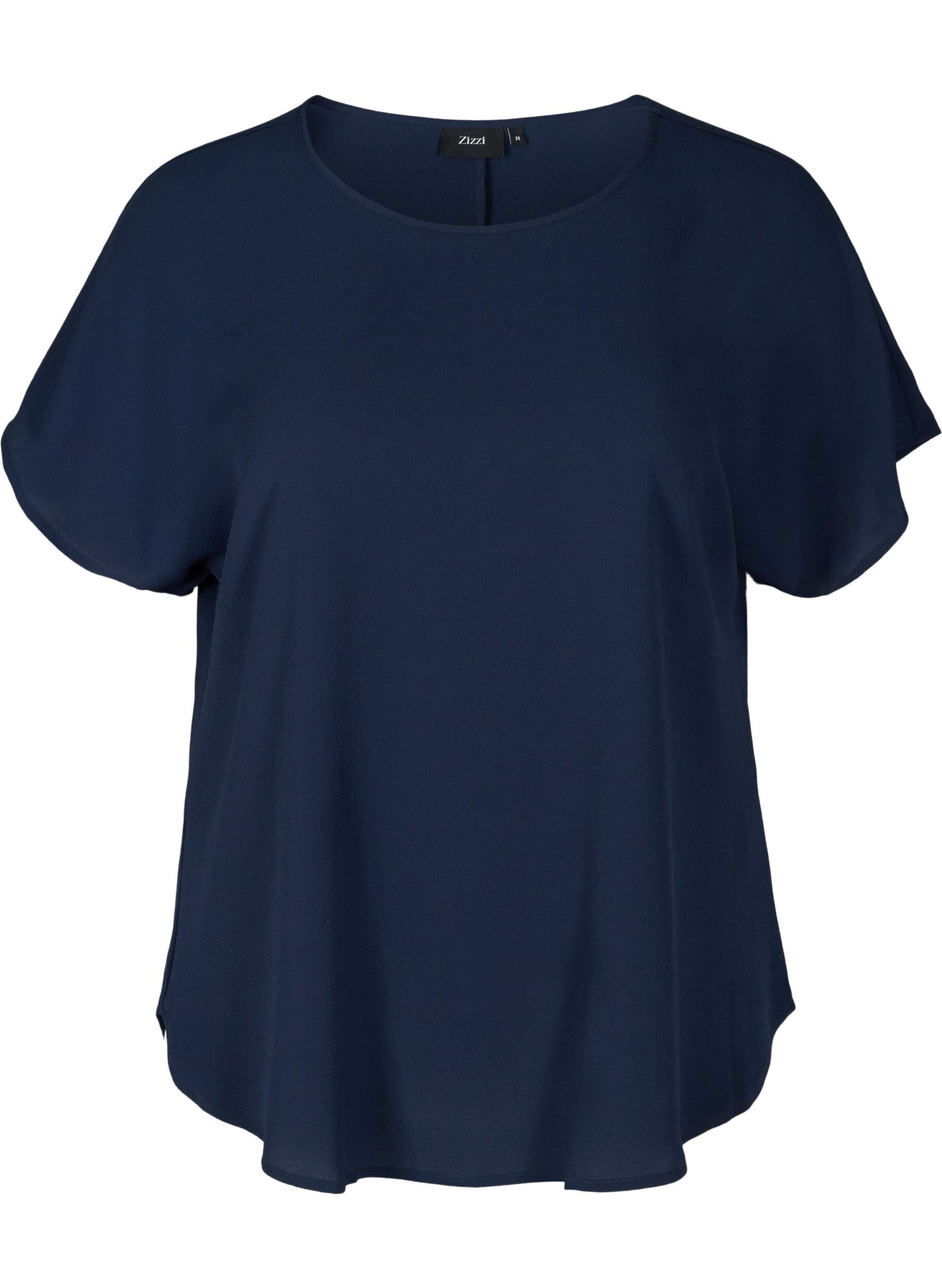 Zizzifashion Blouse with short sleeves and a round neckline, Blue, Packshot image number 0
