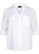 Shirt blouse with button closure in cotton-linen blend, Bright White, Packshot image number 0